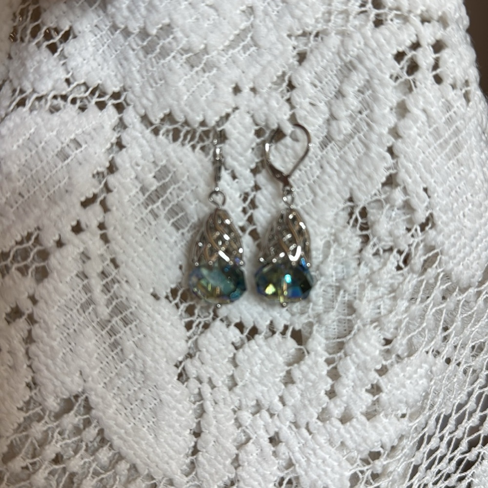 Napier Elegant Silver and Blue Drop Earrings - Picture 4 of 5
